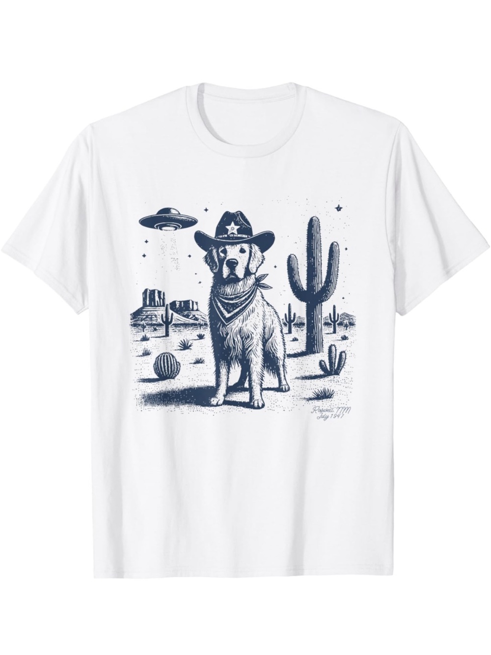 Golden Retriever UFO Cowboy‎ Shirt
